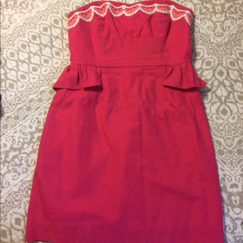 Iilly Pulitzer peplum strapless dress